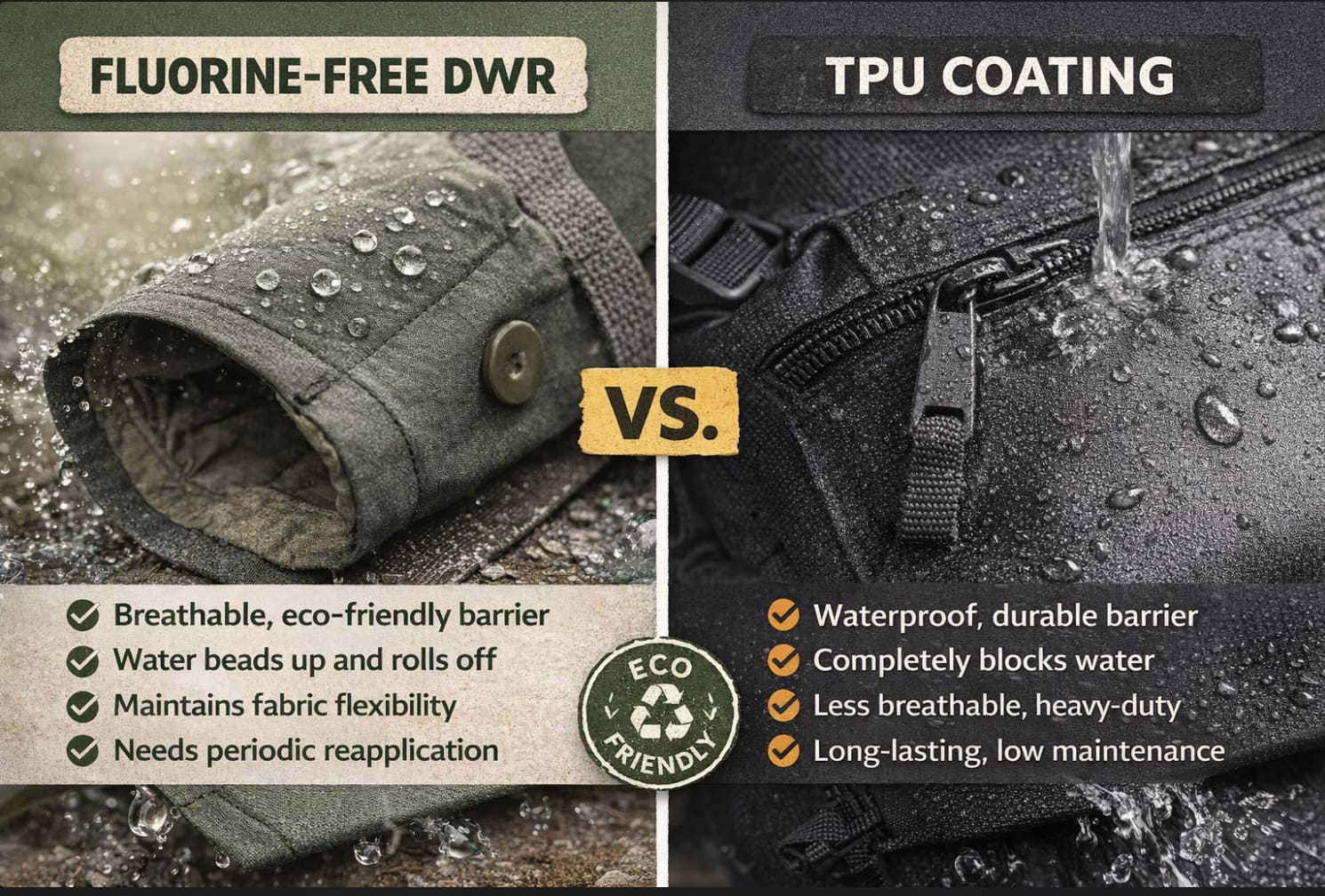 Fluorine-Free DWR vs. TPU Coating: The Factory Manager's Guide to Choosing the Right "Waterproof" for Outdoor & Industrial Gear