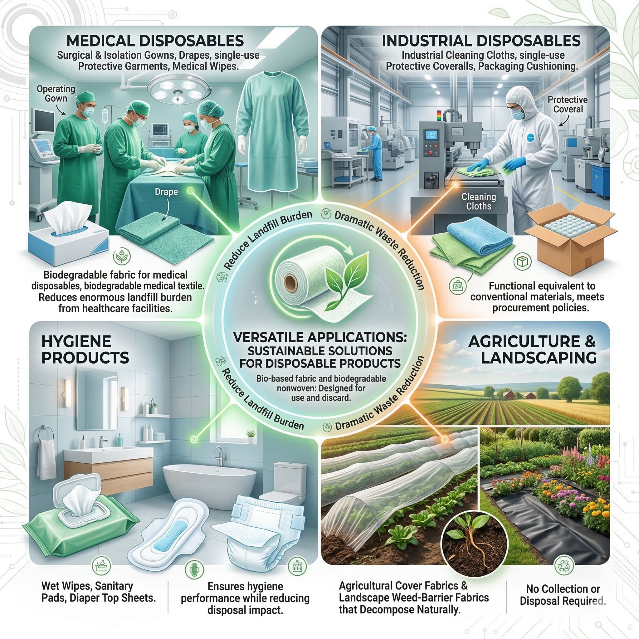 Biodegradable Fabric & Nonwoven for Medical & Industrial Disposables