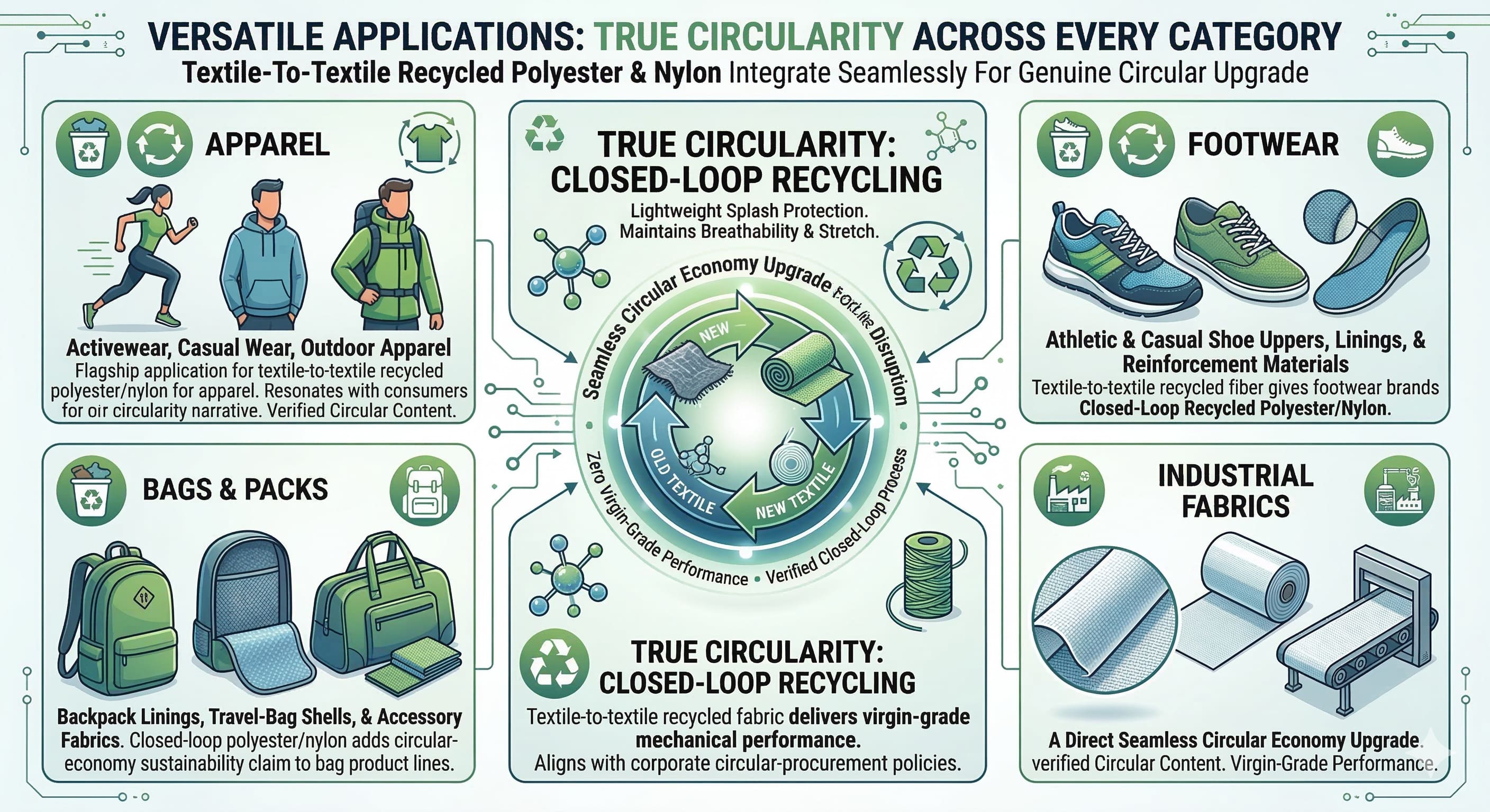 Textile-to-Textile Recycled Polyester & Recycled Nylon Fabric